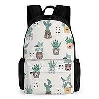 Cartoon Bear Face Plants 17 Inch Laptop Backpack Large Capacity Daypack Travel Shoulder Bag for Men&Women