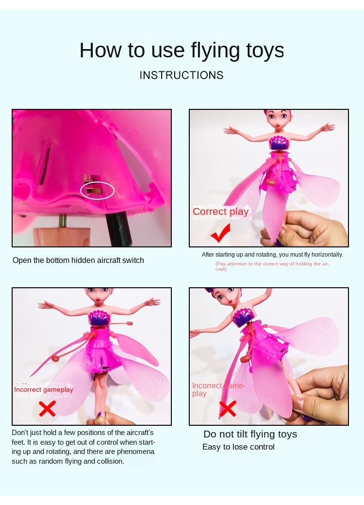 Magic Flying Fairy Princess Doll for Girls,1/3PCS Flying Fairy Doll Toys,Sky Dancers Flying Pixie Dolls Infrared Induction Control Toy,Mini Drone Indoor and Outdoor Toys for Kids (Pink)