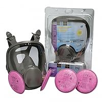 Full Face Respirator Kit: Silicone/Thermoplastic Elastomer, Bayonet, L Mask Size, 6000