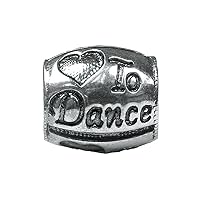 Sterling Silver I Heart To Dance Compatible Bead/Charm