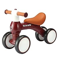 Baby Walker Balance Bike, Wine Red - Perfect Ride-On Toy for 1-Year-Olds, with 4 Wheels, Ideal for Boys and Girls (12-24 Months)