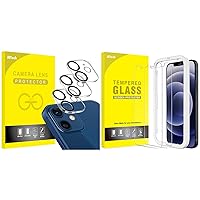 JETech iPhone 12 6.1-Inch Camera Lens Protector and Tempered Glass Screen Protector Bundle