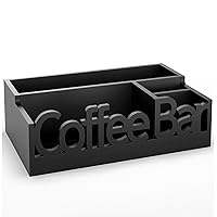 Wood Coffee Station Organizer & Pod Holder for Countertop - Versatile Coffee & Tea Condiment Caddy, Essential Bar Accessories for Home and Office, Mini Coffee Bar Station