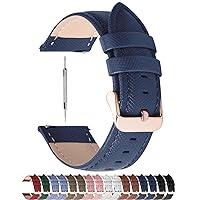 Fullmosa 18mm Leather Watch Band with Stainless Metal Clasp Compatible with Garmin Vivoactive 4S/Vivomove 3S/Active S/Venu 2S/Move 3S, Fossil gen 4/5,Dark Blue+Rose Gold Buckle