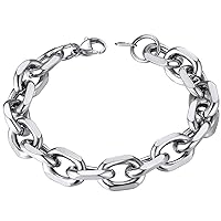 ChainsHouse Rolo Cable Chain Link Bracelet for Men Women, 7mm/9mm/12mm Width, 7.5/8.3
