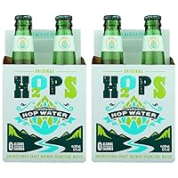 H2OPS Sparkling Hop Water - Original, 0 Alcohol, 0 Calorie, (4, 12 oz Glass Bottles) Craft Brewed, Premium Hops, Lightly Carbonated, Gluten Free, Unsweetened, NA Beer (Pack of 2)