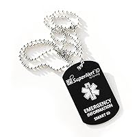 Dynotag® SuperAlertID Smart Medical ID Anodized Aluminum Pendant & Chain Set, with DynoIQ™ & Lifetime Service.