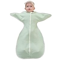 ZIGJOY Shark-Fin Transition Swaddle - 1.0 Tog Quilted Sleep Sack Cozy Baby Transitional Swaddle Sack with Sleeves for Better Sleep, Green, 3-6 Months
