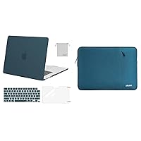 MOSISO Compatible with MacBook Air 15 inch Case 2023 2024 Release A2941 M2 Chip, Plastic Hard Shell&Polyester Vertical Sleeve Bag with Pocket&Keyboard Cover&Screen Protector&Storage Bag, Teal Green