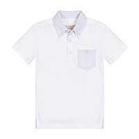 Hope & Henry Boys' Micro Stripe Jersey Short Sleeve Polo Shirt