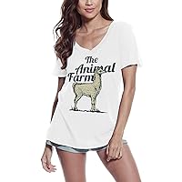 Women's Graphic T-Shirt V Neck The Animal Farm - Llama Eco-Friendly Ladies Limited Edition Short Sleeve
