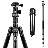 SIRUI Traveler 7C Camera Tripod 65.55 inches Carbon Fiber Arca Tripod with E-10 360° Panorama Ball Head and Arca Swiss Quick Release Plate Load Capacity Up to 17.6lbs, Convertible to Monopod