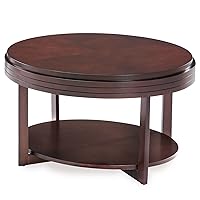 10109-CH Oval Small Coffee Table with Shelf, Chocolate Cherry, 23 in x 33 in x 19