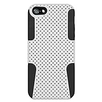 Amzer AMZ95032 Dual Layer Silicone-Perforated Polycarbonate Hybrid Case Cover for Apple iPhone 5, iPhone 5S, iPhone SE (Fits All Carriers) - Black/ White