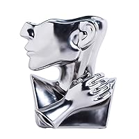 Silver Ceramic Vase Decoration Human Face Abstract Sculpture Modern Vase Ideal Gift Vase Suitable for Friends Family Family Wedding Table Vase Home Decoration Flower Pot(A1498 Silver)