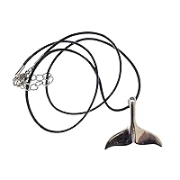 Miniblings Whale Fin Leather Necklace Pendant 45 cm Whale Dolphin Handmade Fashion Jewellery Link Chain Silver-Plated, Metal