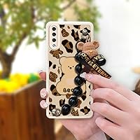 Lulumi-Phone Case for Samsung Galaxy A50/SM-A505, Black Pearl Bracelet Skin Feel Silicone Phone Lens Protection Cute Bear Lambskin Luxurious Simplicity Protective case Back Cover