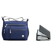 A bundling of cross-body shoulder bags and RFID card wallet for ladies(blue-small)