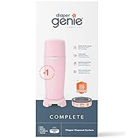 Diaper Genie Complete Diaper Pail (Pink) with Antimicrobial Odor Control | Includes 1 Diaper Trash Can, 1 Refill Bags, 1 Carbon Filter