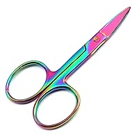 RAINBOW STAINLESS STEEL CURVED EDGE SCISSORS EYEBROWS BEAUTY MAKEUP TOOL EYEBROW 'SCISSORS NAIL'