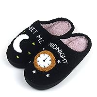 Slippers for Women House Indoor Meet Me at Midnight Fuzzy Slippers