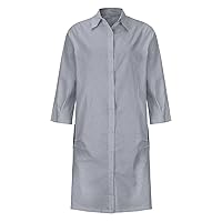 Spring Dresses for Women 2023 Casual Loose Cotton Linen Tshirt Long Sleeve Dress Button Down Shirt Dress with Pockets