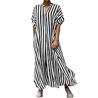 Mini Dress with Sleeves Floral,Women's Striped Open Front Short Sleeve Maxi Dress with Side Slit Womens Swimmin