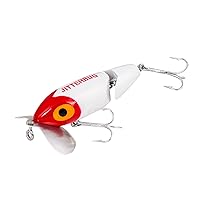 Jointed Jitterbug Topwater Bass Fishing Lure, Excellent for Night Fishing, White/Red Head, 2 1/2