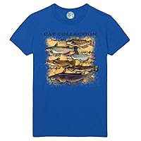 Catfish Collection Collage Printed T-Shirt - Royal - 4XLT