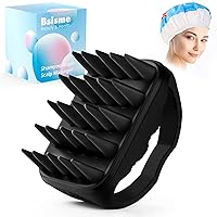 Hair Scalp Massager Shampoo Brush, Scalp Scrubber with Soft Silicone Bristles for Dandruff Removal and Hair Growth, Shower Head Massager for Wet Dry Men Women Kids Pets Hair, Black