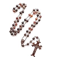 Rosary Bead For Cross Catholic Necklace Set With Crucifix Rose Necklace Jewelry Rosary Stone Beads Catholic Gifts Cross Pendant Necklace Women Cross Pendant Necklace For Girls Cross Pendant