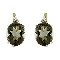 Smoky Quartz Oval Shape Gemstone Jewelry 10K, 14K, 18K Yellow Gold Stud Earrings For Women/Girls