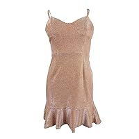 Crystal Doll Juniors' Fairy-Dust Flounce Dress (13, Blush/Rose Gold)