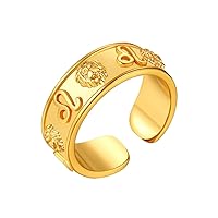 FindChic 18K Gold Plated Horoscope Zodiac Band Rings Constellation Astrology Adjustable Statement Ring for Women or Girls, with Gift Box