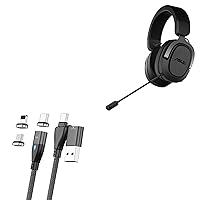 BoxWave Cable Compatible with ASUS TUF Gaming H3 Wireless - MagnetoSnap PD AllCharge Cable (100W), Magnet PD 100W Charging Cable USB Type-C Micro USB for ASUS TUF Gaming H3 Wireless - Jet Black