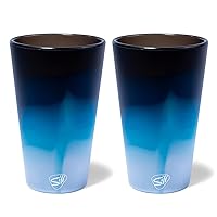 Silipint: Silicone Pint Glasses: 2 Pack Moon Beam - 16oz Unbreakable Cups, Flexible, Sustainable, Hot/Cold, Non-Slip Easy Grip