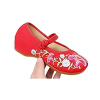 Girl's Embroidery Flat Ballet Shoes Kid's Cute Mary-Jane Dance Shoe Flat Sandal Shoe