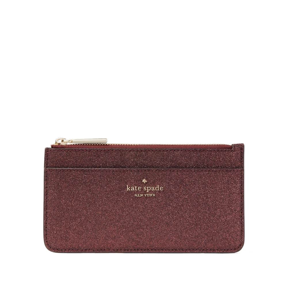 Kate Spade Wallet for Women Shimmy Boxed Large Slim Card Holder Glitter,  Rose gold