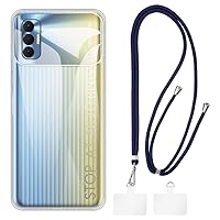Tecno Spark 8P Case + Universal Mobile Phone Lanyards, Neck/Crossbody Soft Strap Silicone TPU Cover Bumper Shell for Tecno Spark 9T India (6.6”)