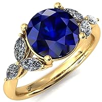 3.20Ctw Round Cut Sapphire Simulated Diamond Unique Women's Wedding Ring 14K Yellow Gold Plated