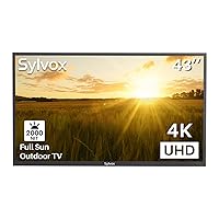 SYLVOX Outdoor TV, 43'' Full Sun 4K Outside TV Built-in APP, 2000nits High Brightness, IP55 Waterproof, Support WiFi Bluetooth