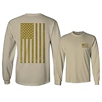 Vintage Gold American Flag United States America Military Army Marine us Navy USA Long Sleeve Men's