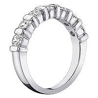 1.15 CT TW Channel Bars 7-Stone Diamond Wedding Ring in 14k White Gold