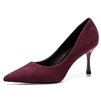 Women Pointed Toe Elegant Heels Soft Suede Ladies Dressy Pumps Shoes 3 inches Office Walk Pumps