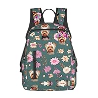 Yorkie Floral pattern print Lightweight Laptop Backpack Travel Daypack Bookbag for Women Men for Travel Work