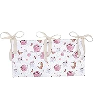 Baby Nursery Crib Organizer, Printed Bedside Hanging Storage Bag, Multiuse Diaper Organizer for Baby Cribs and Toys, Moon