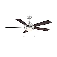 AireDrop Pull Chain 48 inch Indoor Ceiling Fan with LED Light Kit - Brushed Nickel with Reversible Dark Walnut/Cherry Blades