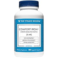 Comfort Iron 25MG, Clinically Studied Iron Bisglycinate, Energy Production & Immune Support, Gentle & Non-Constipating Supplement (180 Veggie Capsules)