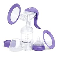 Manual Breast Pump, Hand Pump with Comfortable Flange for Breastfeeding Essentials, Includes Baby Bottle for Feeding, 5oz