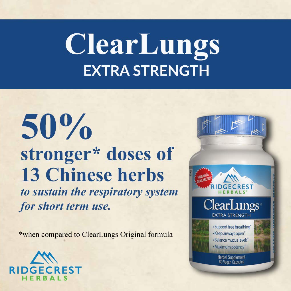 RidgeCrest Herbals ClearLungs Extra Strength, Herbal Decongestant, 60 Vegan Capsules